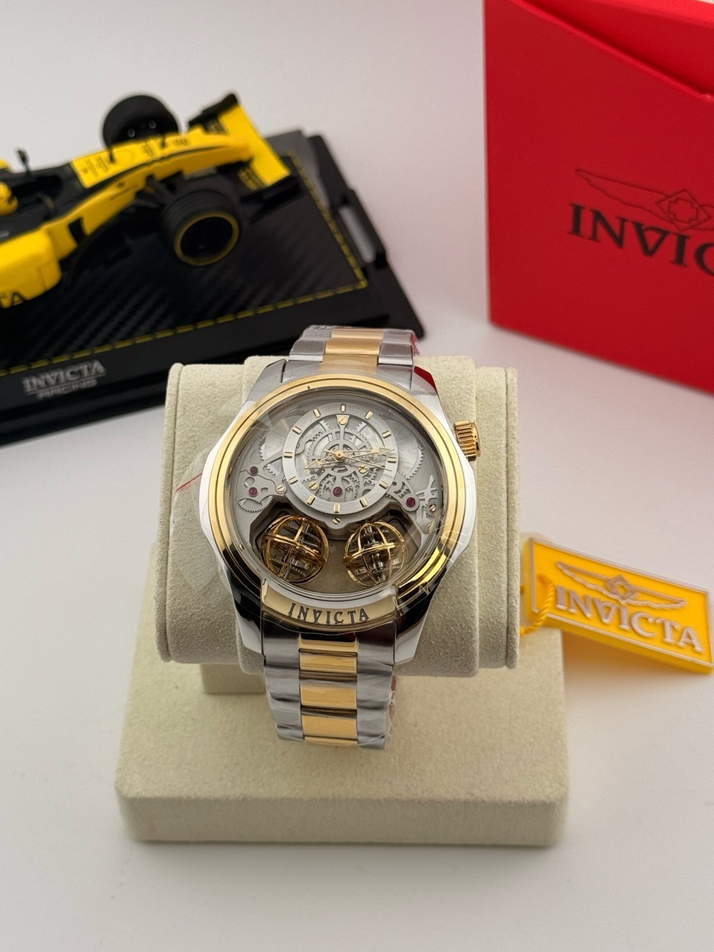 Invicta 50124 Automatic Skeleton Two Tone Stainless Steel Watch NEW NWT